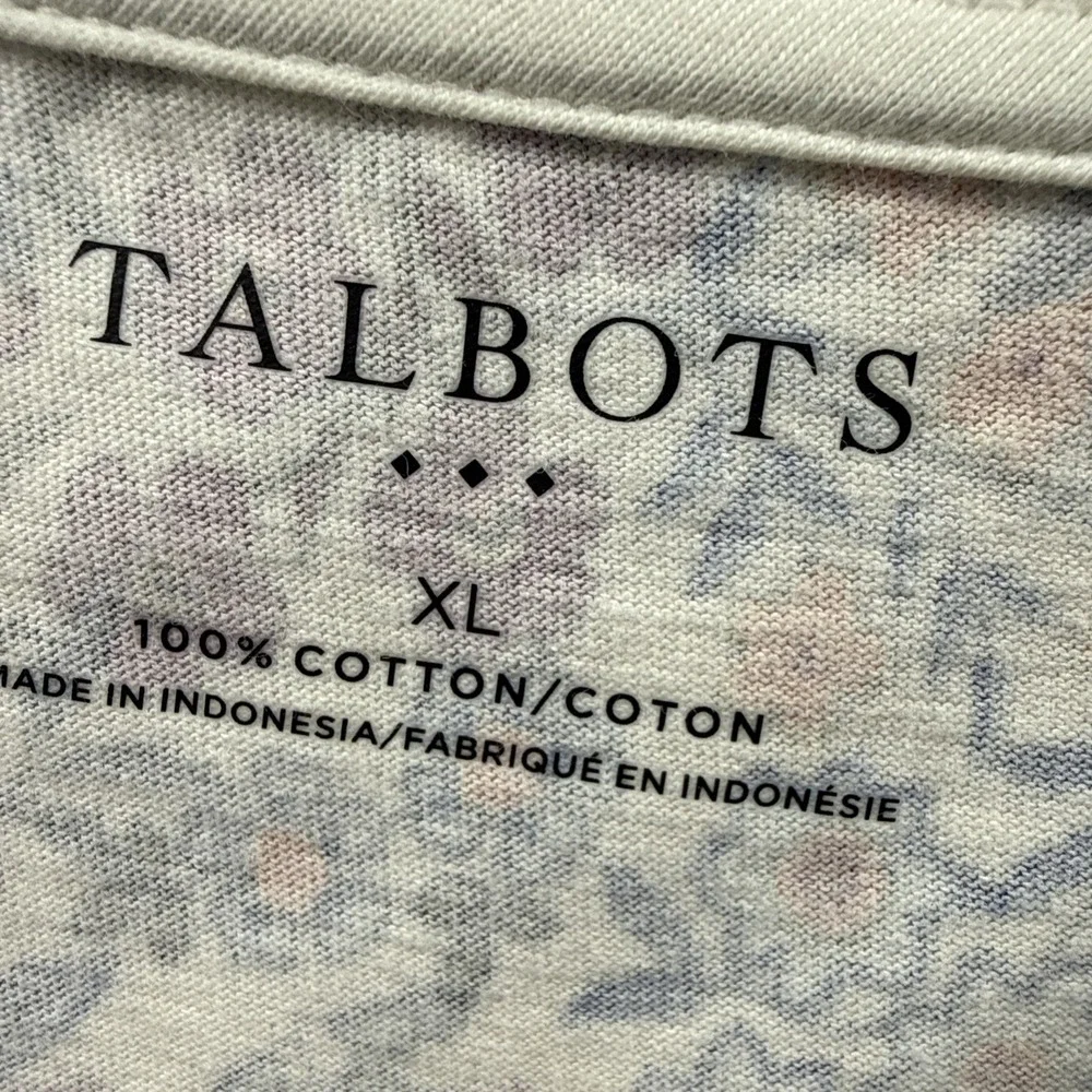 Talbots Womens Top Sz XL Colorful 100% Cotton Layered Ruffle 3/4 Sleeve Pullover